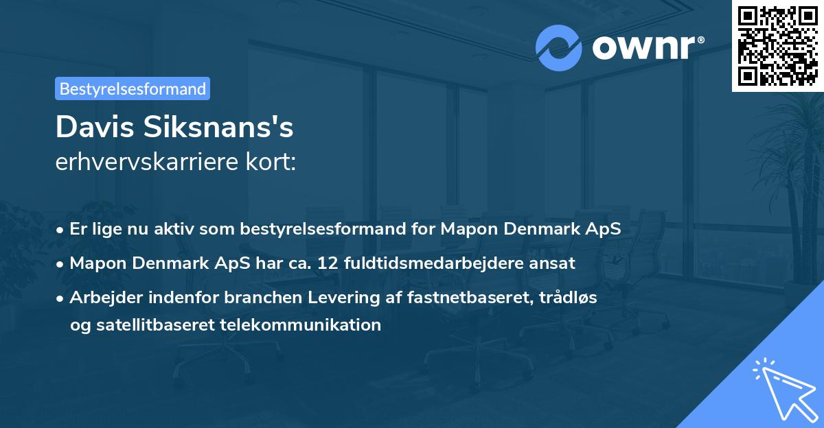 Davis Siksnans's erhvervskarriere kort