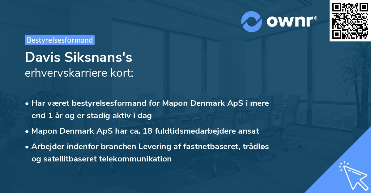 Davis Siksnans's erhvervskarriere kort
