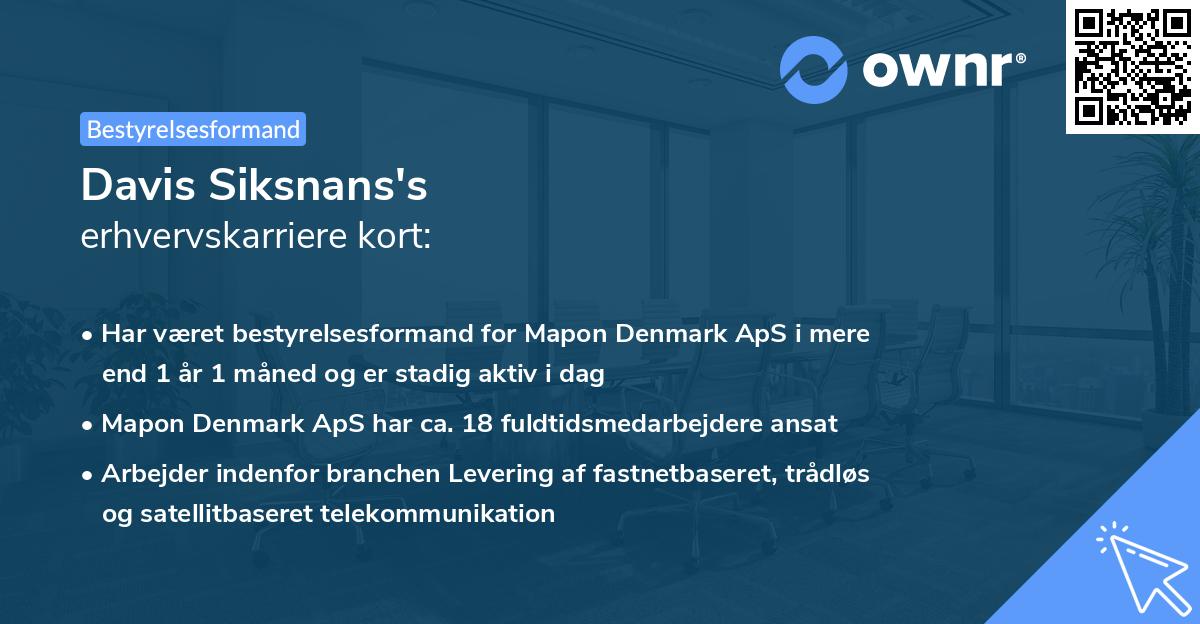 Davis Siksnans's erhvervskarriere kort