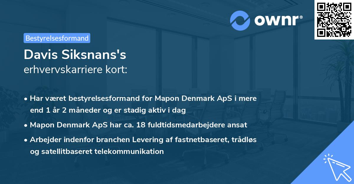 Davis Siksnans's erhvervskarriere kort