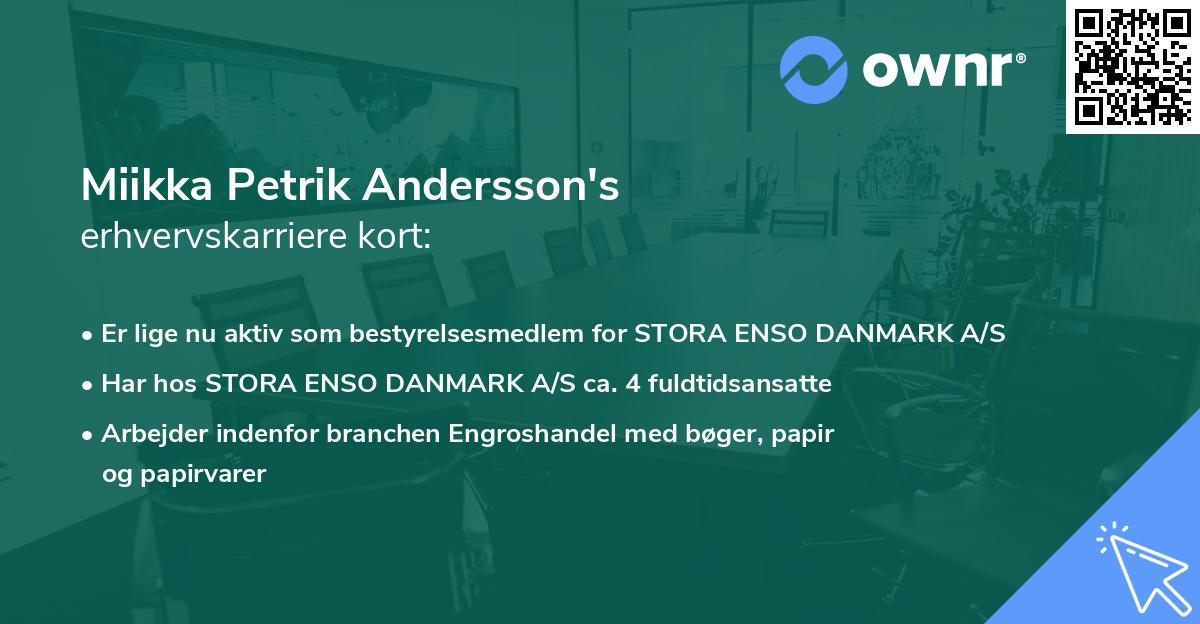 Miikka Petrik Andersson's erhvervskarriere kort