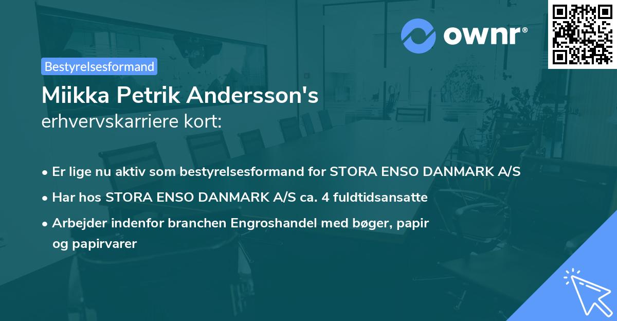Miikka Petrik Andersson's erhvervskarriere kort