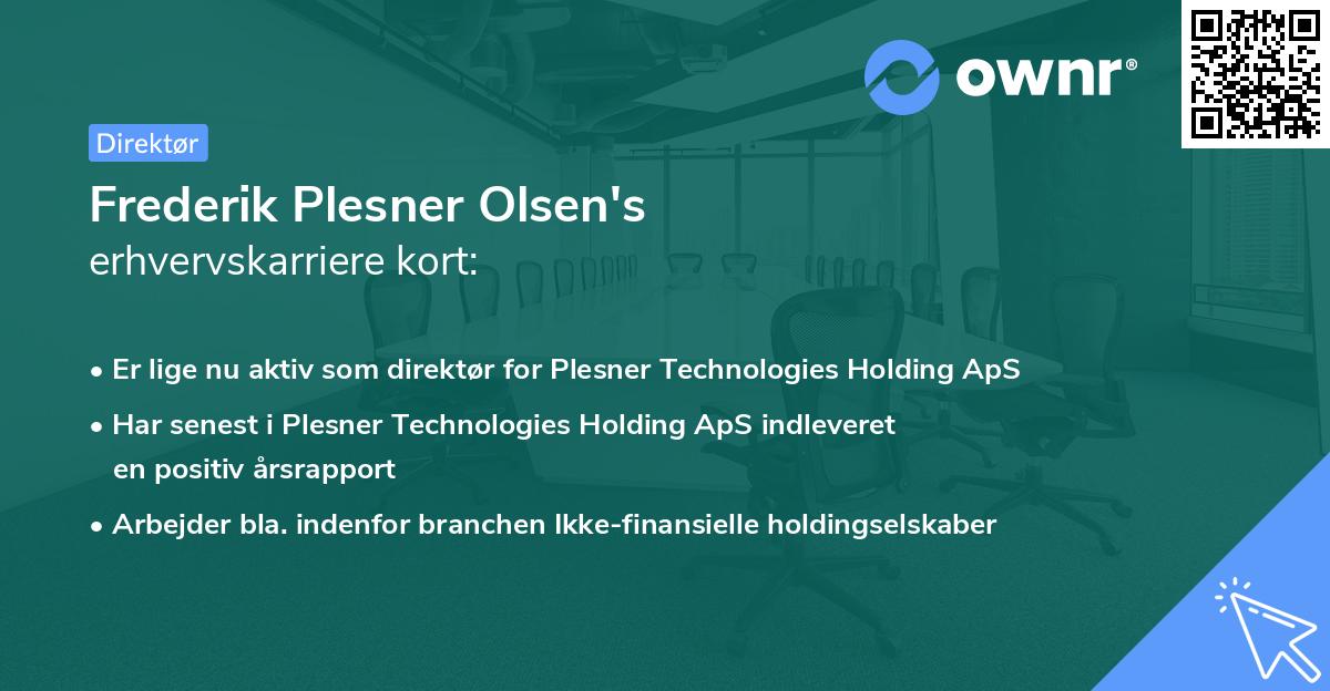 Frederik Plesner Olsen's erhvervskarriere kort