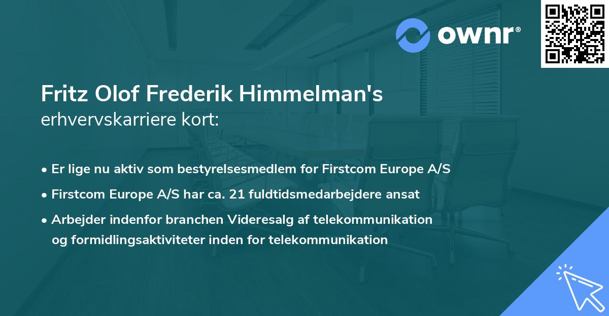 Fritz Olof Frederik Himmelman's erhvervskarriere kort