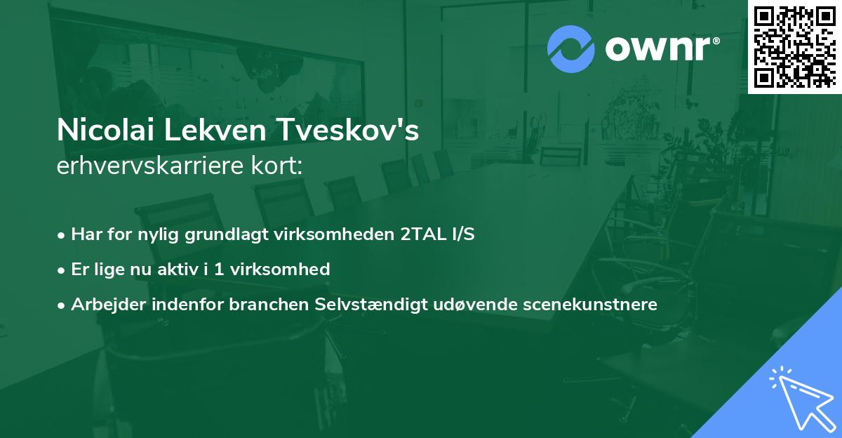 Nicolai Lekven Tveskov's erhvervskarriere kort