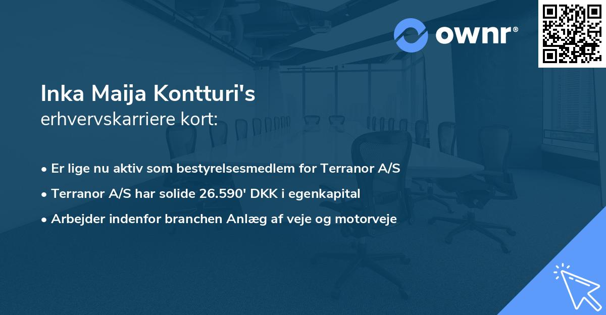 Inka Maija Kontturi's erhvervskarriere kort