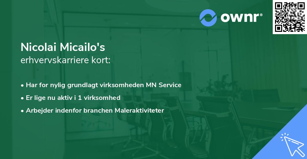 Nicolai Micailo's erhvervskarriere kort
