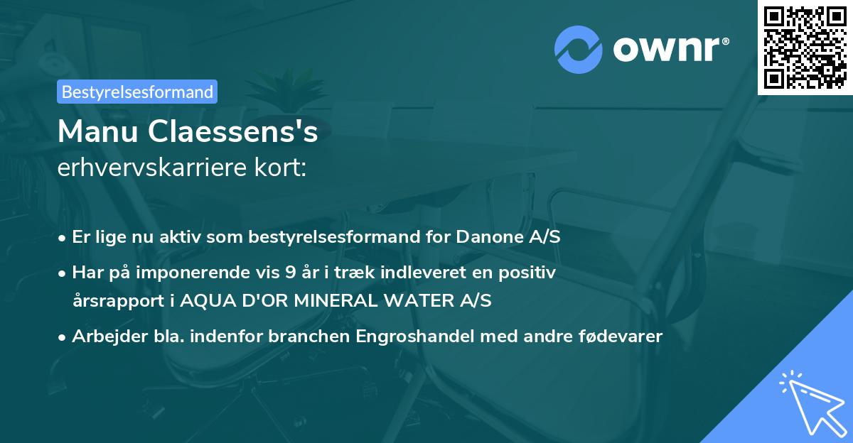 Manu Claessens's erhvervskarriere kort