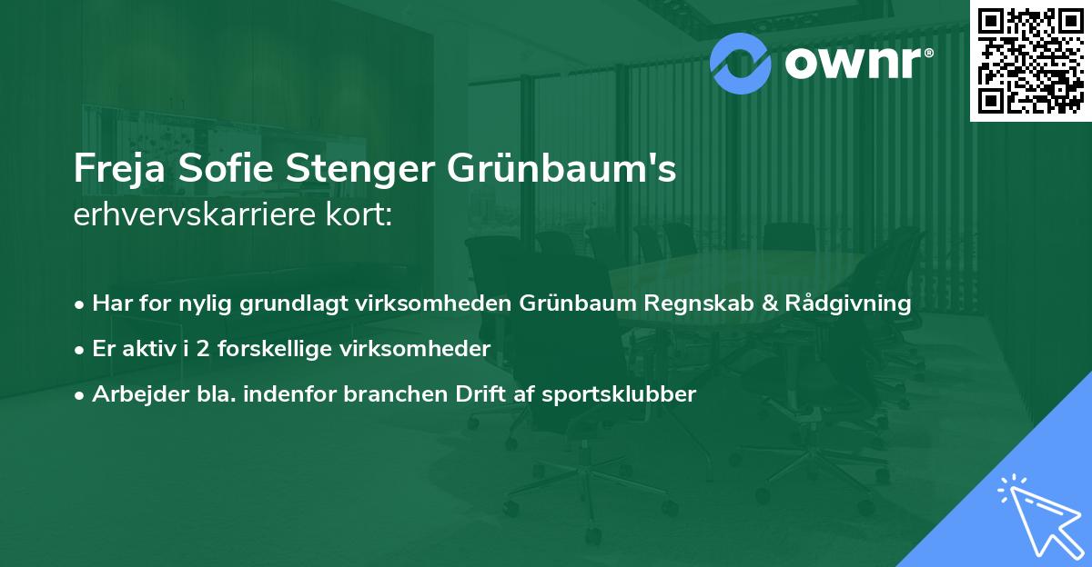 Freja Sofie Stenger Grünbaum's erhvervskarriere kort