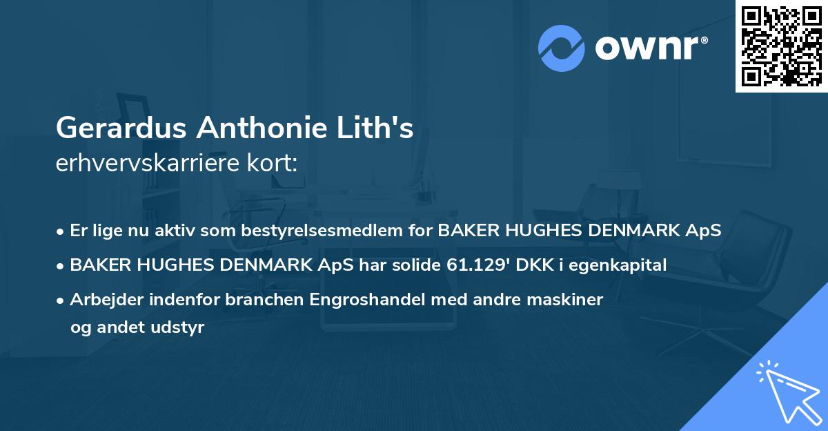 Gerardus Anthonie Lith's erhvervskarriere kort