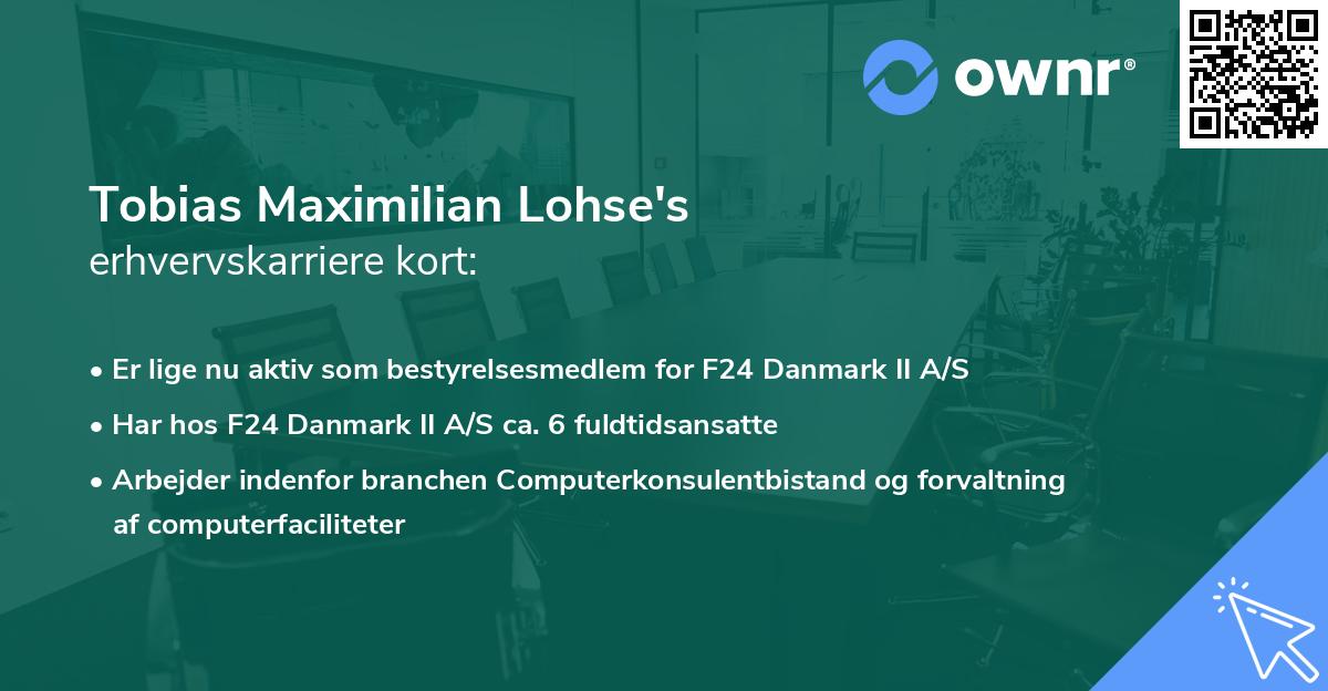 Tobias Maximilian Lohse's erhvervskarriere kort