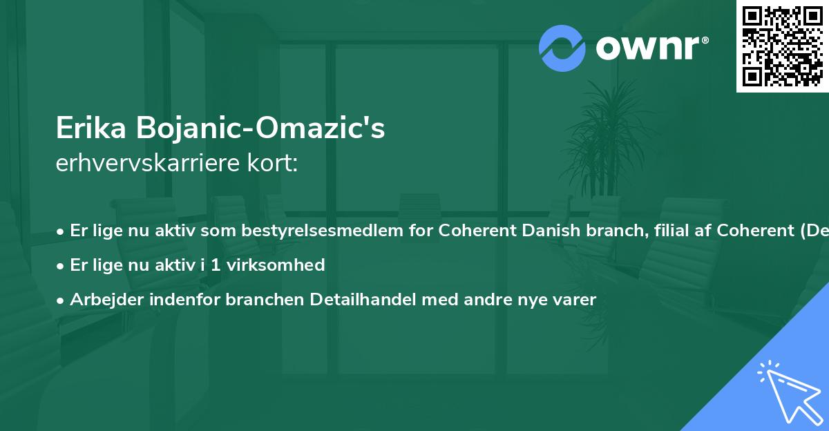 Erika Bojanic-Omazic's erhvervskarriere kort