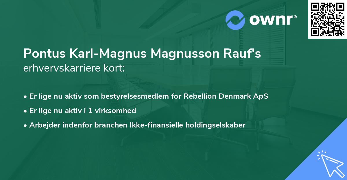 Pontus Karl-Magnus Magnusson Rauf's erhvervskarriere kort