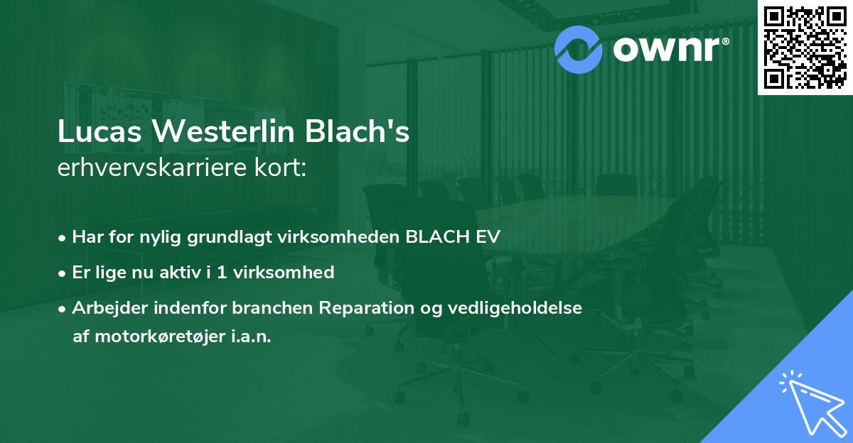 Lucas Westerlin Blach's erhvervskarriere kort