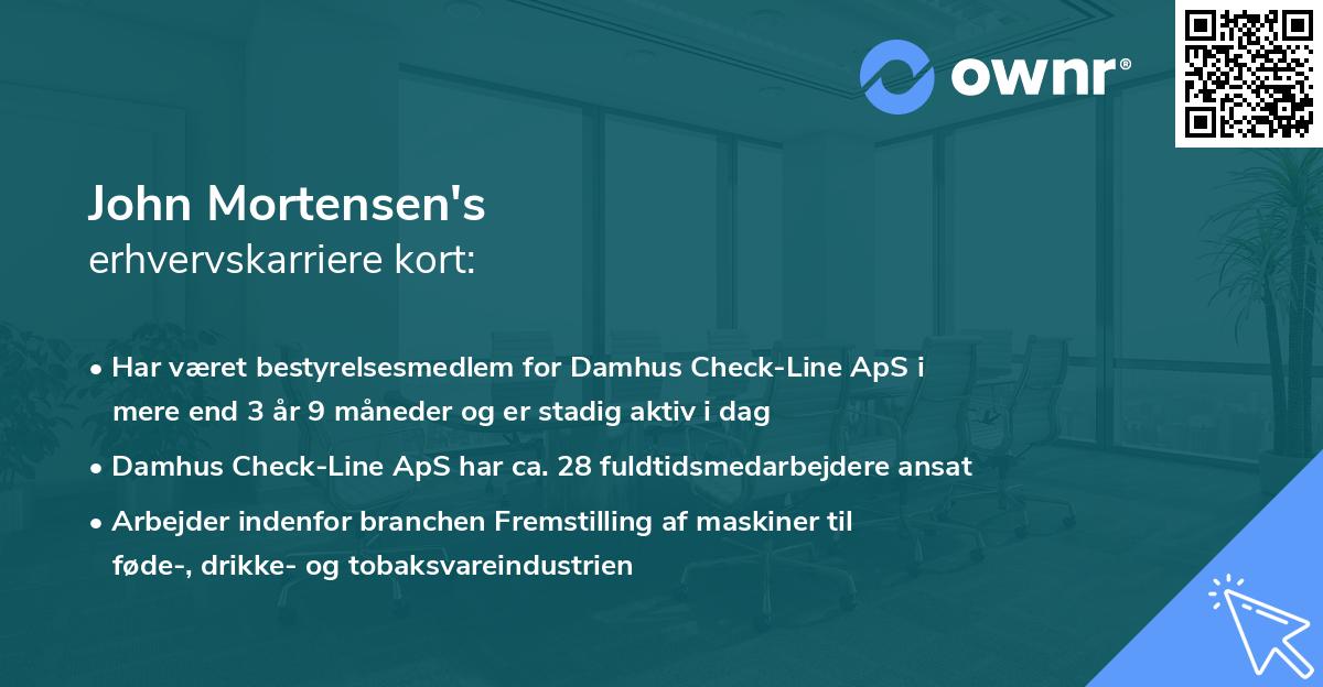 John Mortensen's erhvervskarriere kort