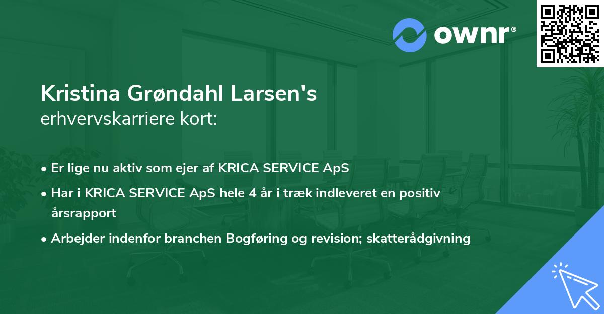 Kristina Grøndahl Larsen's erhvervskarriere kort