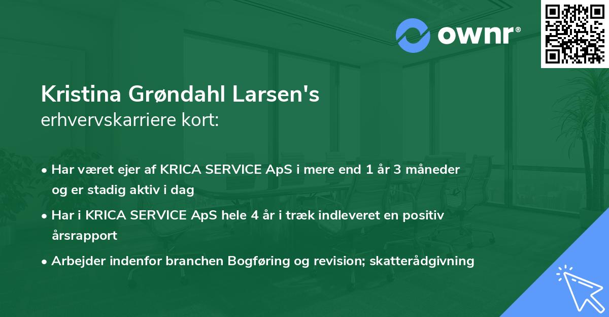Kristina Grøndahl Larsen's erhvervskarriere kort