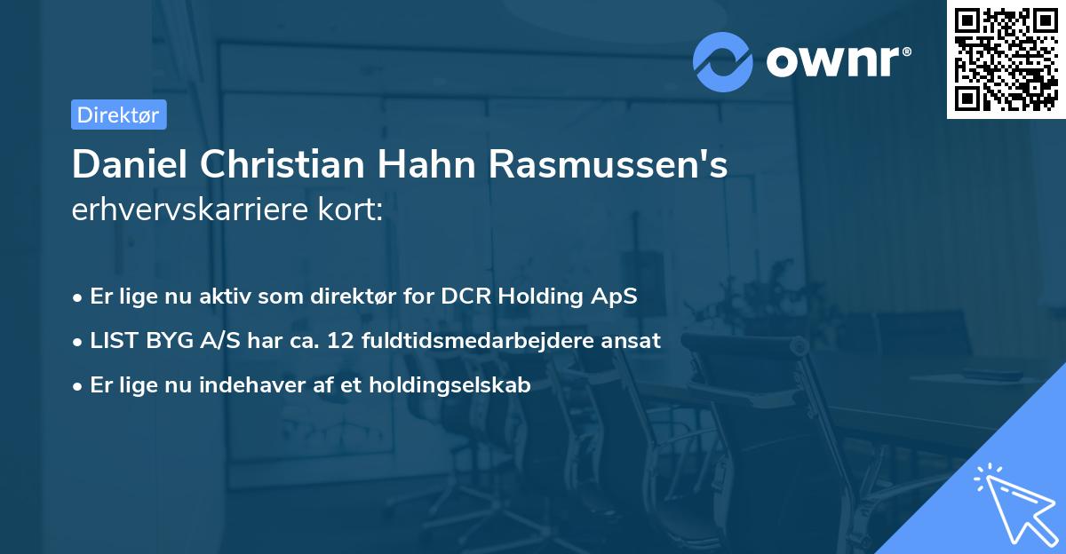 Daniel Christian Hahn Rasmussen's erhvervskarriere kort