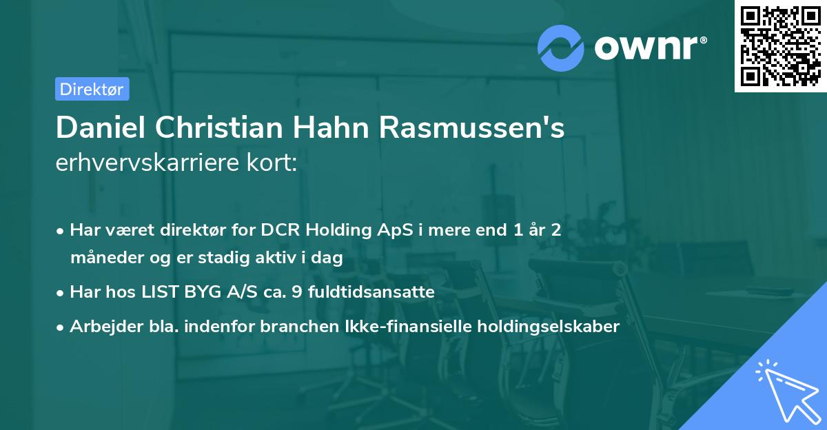 Daniel Christian Hahn Rasmussen's erhvervskarriere kort