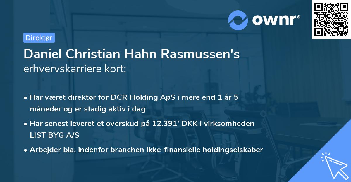Daniel Christian Hahn Rasmussen's erhvervskarriere kort