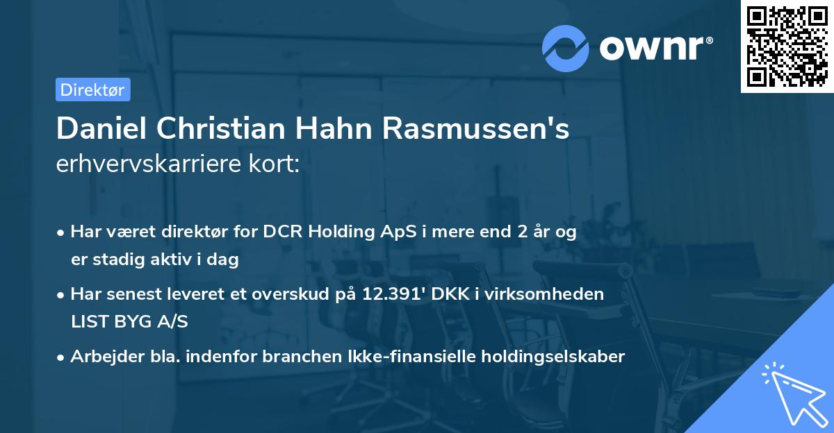 Daniel Christian Hahn Rasmussen's erhvervskarriere kort