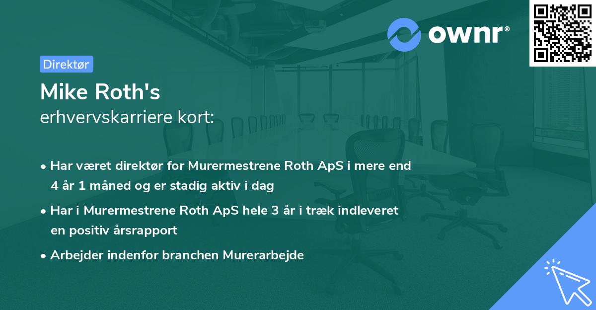 Mike Roth's erhvervskarriere kort