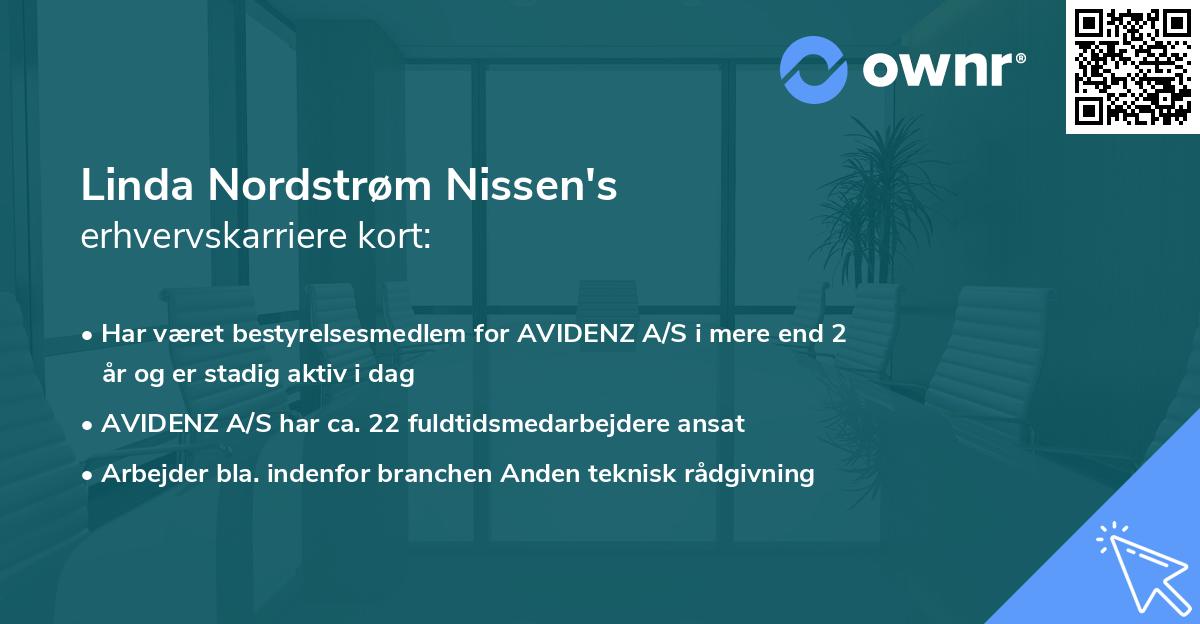 Linda Nordstrøm Nissen's erhvervskarriere kort