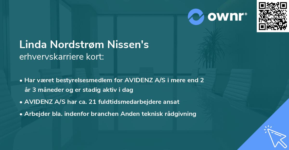 Linda Nordstrøm Nissen's erhvervskarriere kort