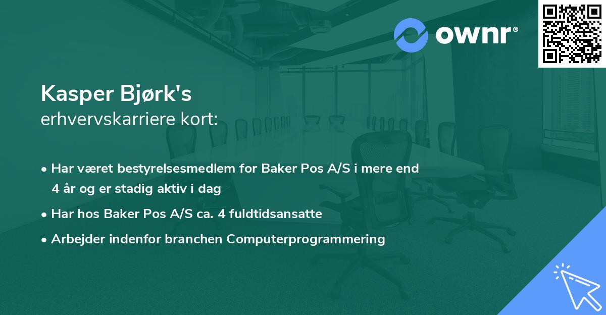 Kasper Bjørk's erhvervskarriere kort