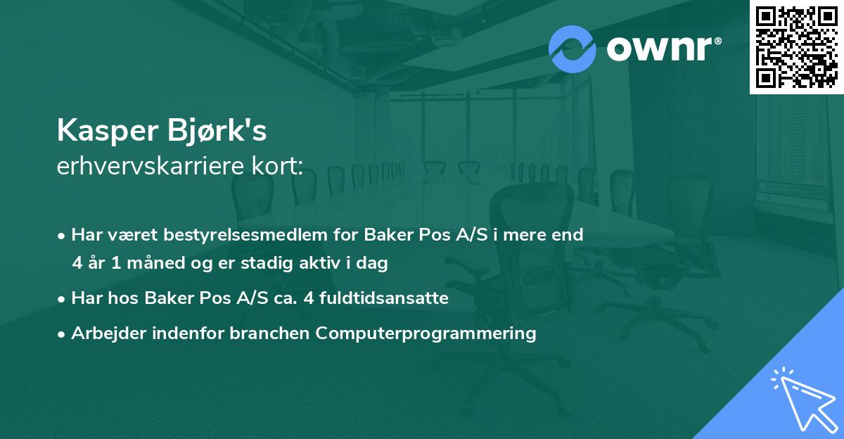 Kasper Bjørk's erhvervskarriere kort