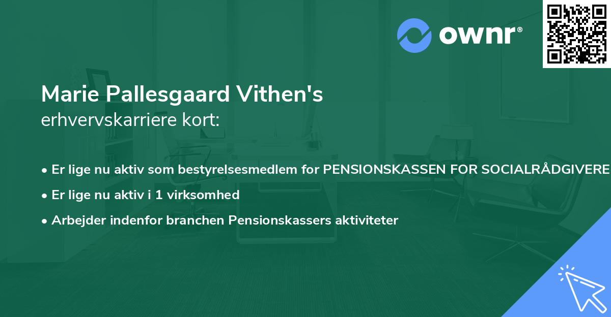Marie Pallesgaard Vithen's erhvervskarriere kort