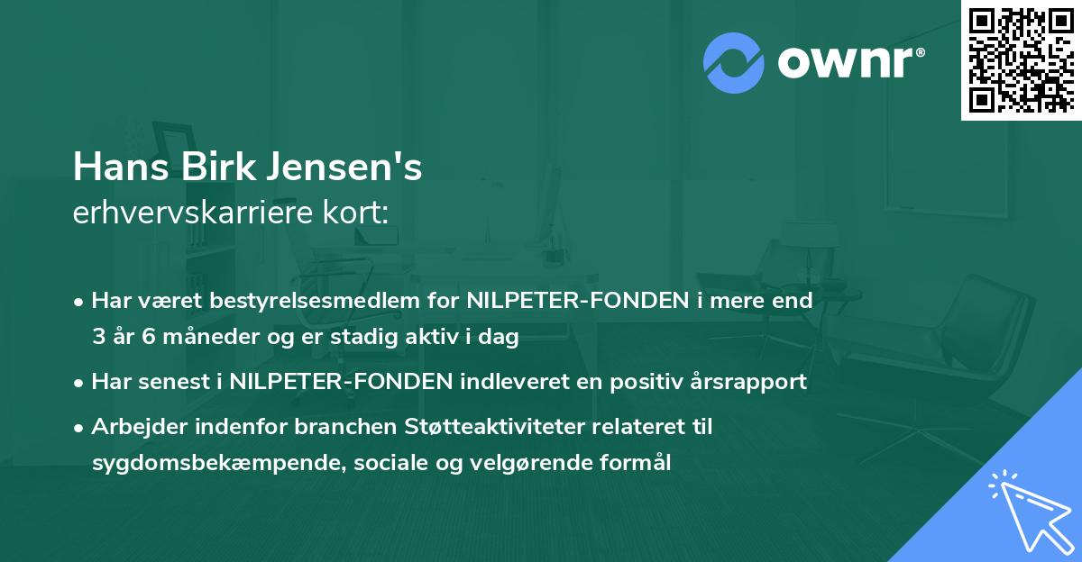 Hans Birk Jensen's erhvervskarriere kort