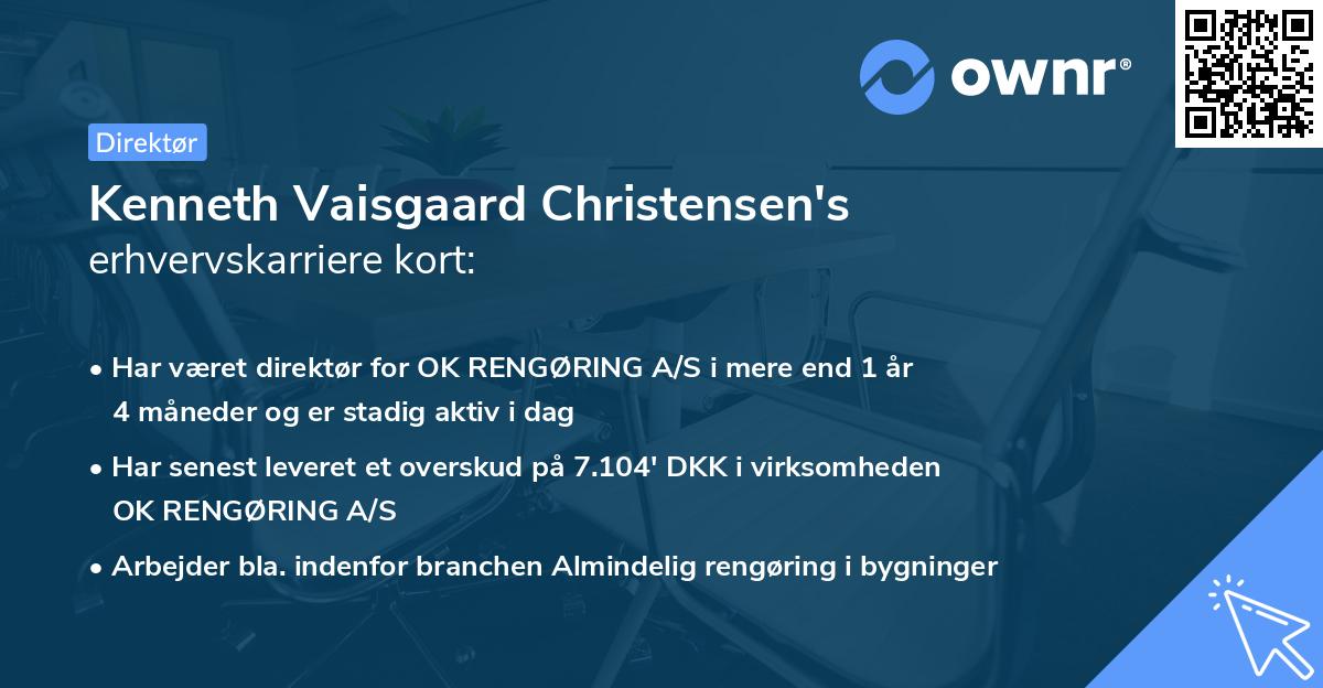 Kenneth Vaisgaard Christensen's erhvervskarriere kort