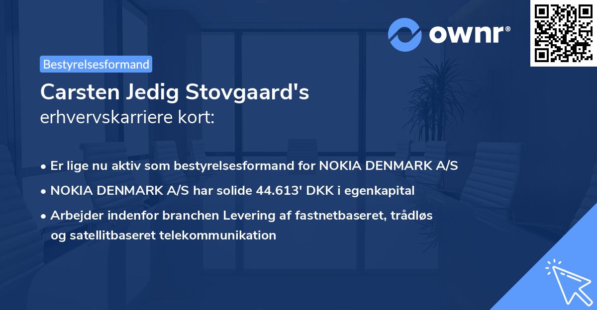 Carsten Jedig Stovgaard's erhvervskarriere kort