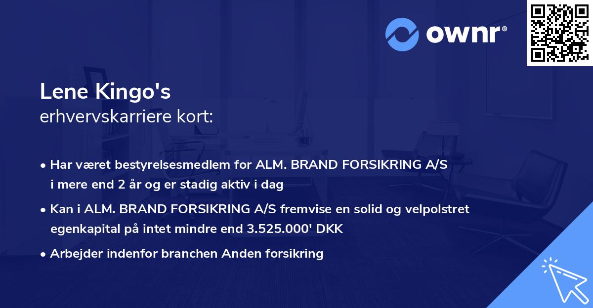Lene Kingo's erhvervskarriere kort