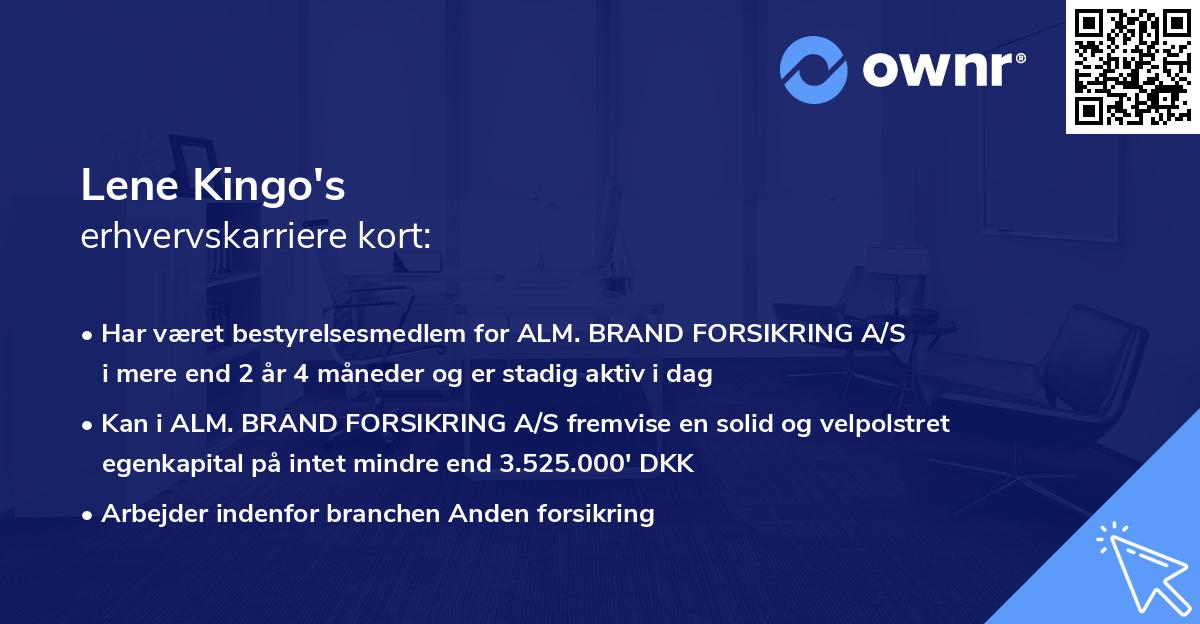 Lene Kingo's erhvervskarriere kort