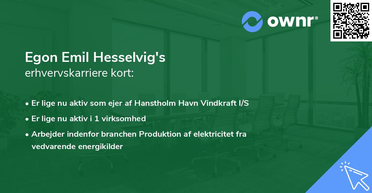 Egon Emil Hesselvig's erhvervskarriere kort