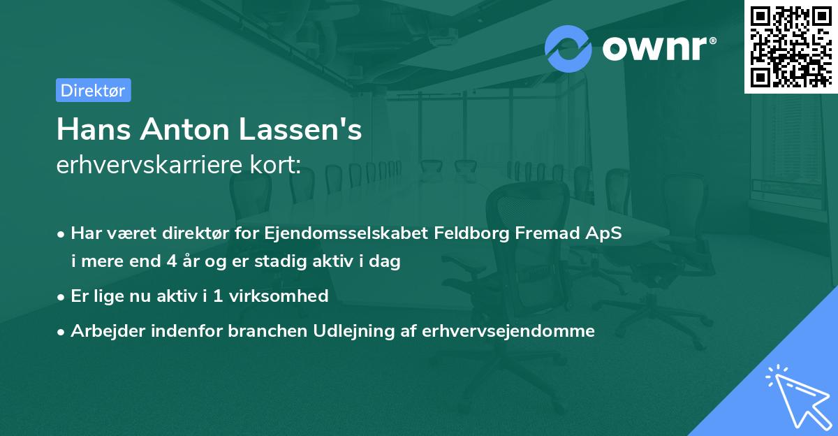 Hans Anton Lassen's erhvervskarriere kort