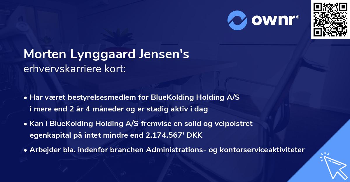 Morten Lynggaard Jensen's erhvervskarriere kort