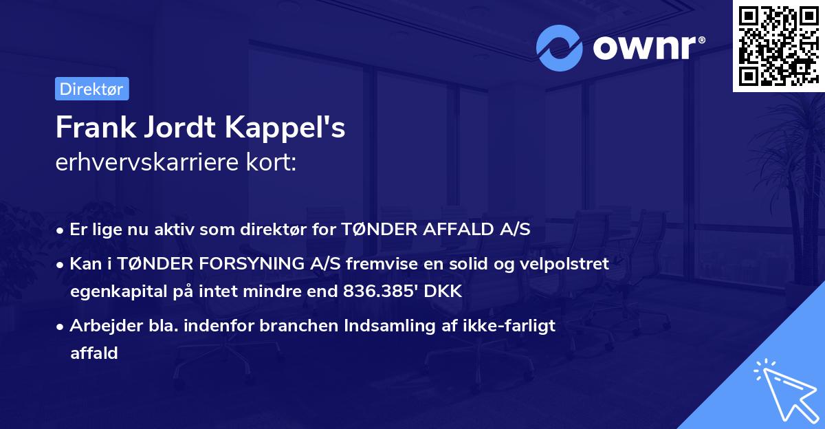 Frank Jordt Kappel's erhvervskarriere kort