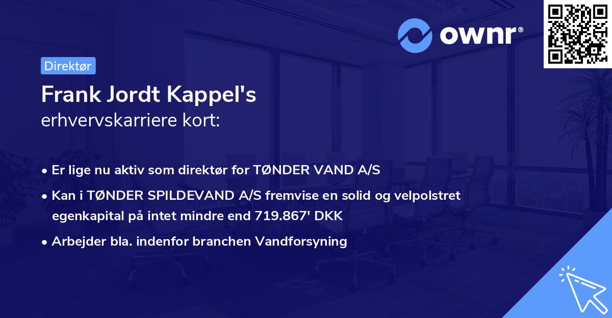 Frank Jordt Kappel's erhvervskarriere kort
