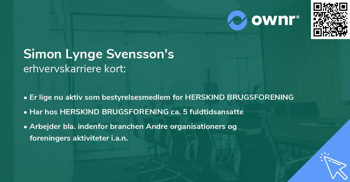 Simon Lynge Svensson's erhvervskarriere kort