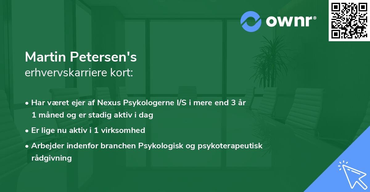 Martin Petersen's erhvervskarriere kort
