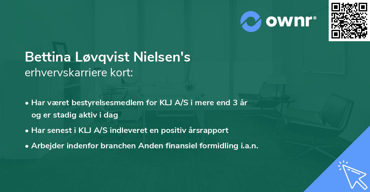 Bettina Løvqvist Nielsen's erhvervskarriere kort