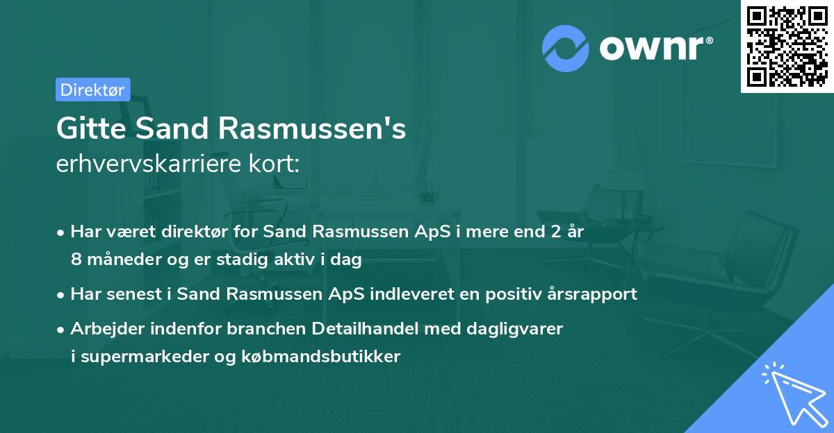 Gitte Sand Rasmussen's erhvervskarriere kort