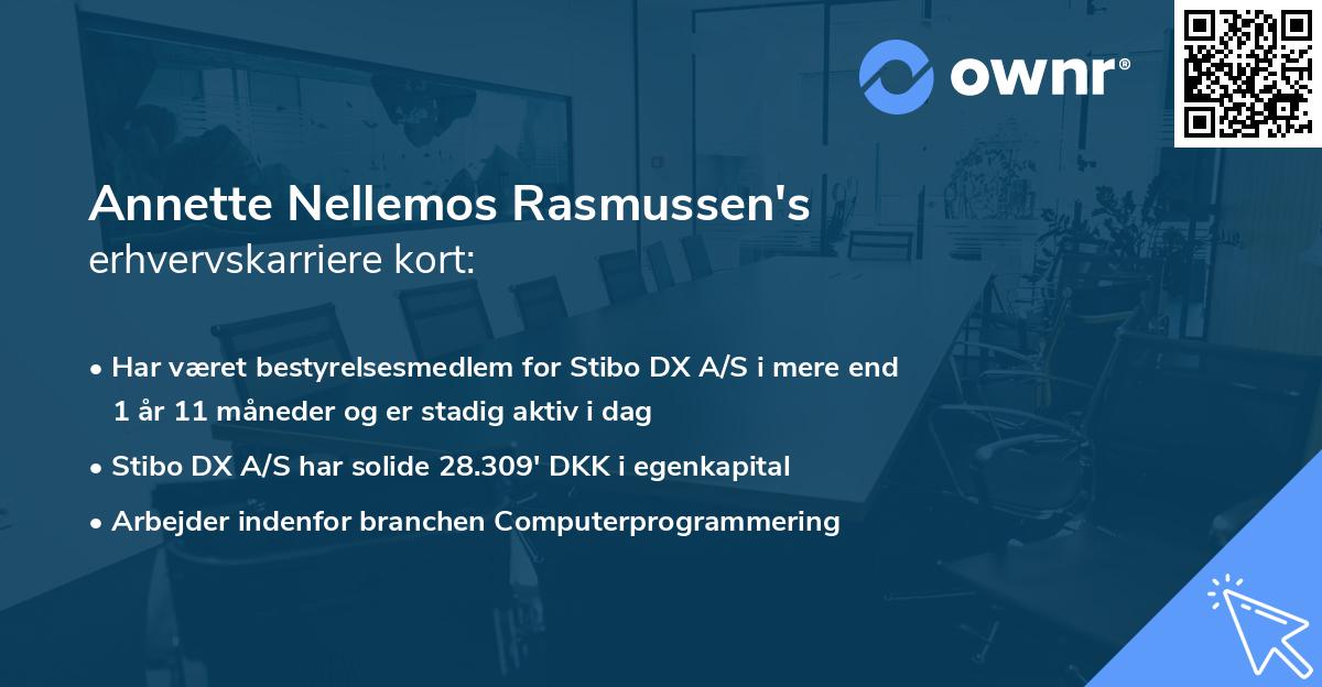 Annette Nellemos Rasmussen's erhvervskarriere kort