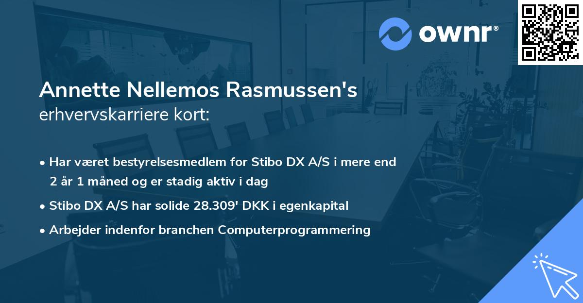 Annette Nellemos Rasmussen's erhvervskarriere kort