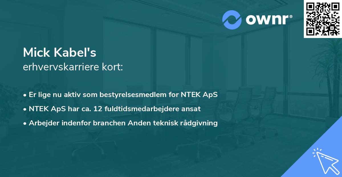 Mick Kabel's erhvervskarriere kort