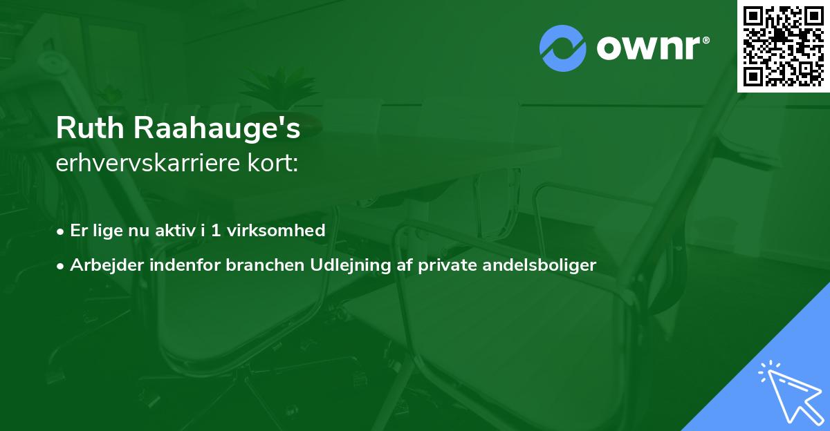 Ruth Raahauge's erhvervskarriere kort