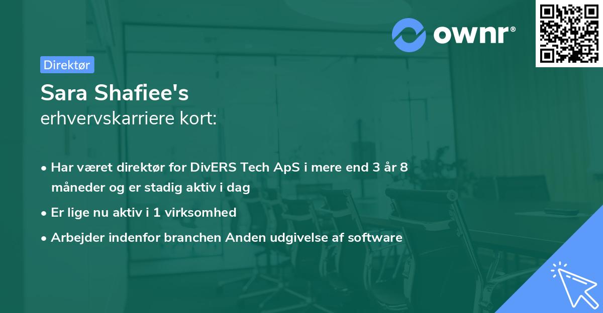 Sara Shafiee's erhvervskarriere kort